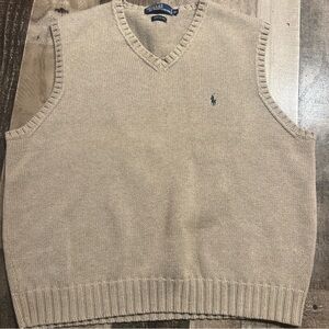 Ralph Lauren Men’s Beige V-Neck Cotton Sweater Vest